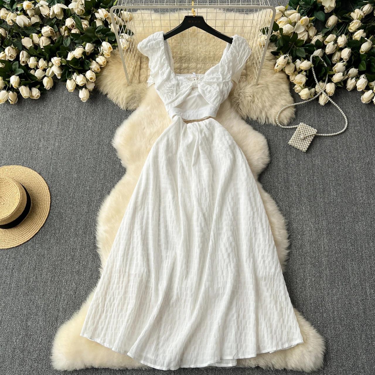 Elegant Sexy Vintage Cut Out Sleeveless Flying Sleeve Dress Slim Summer  Basics Backless Sweet Ceremo on Luulla