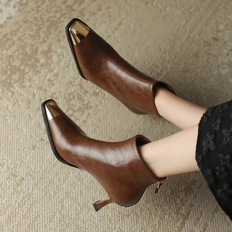 ladies brown dress boots Amazon.com | SCION SCOPE Womens Ankle Boots - Office Booties for Ladies, Women's  Brown Low Heel Fashion Leather Short Dress Boots (Narrow, 6.5)
