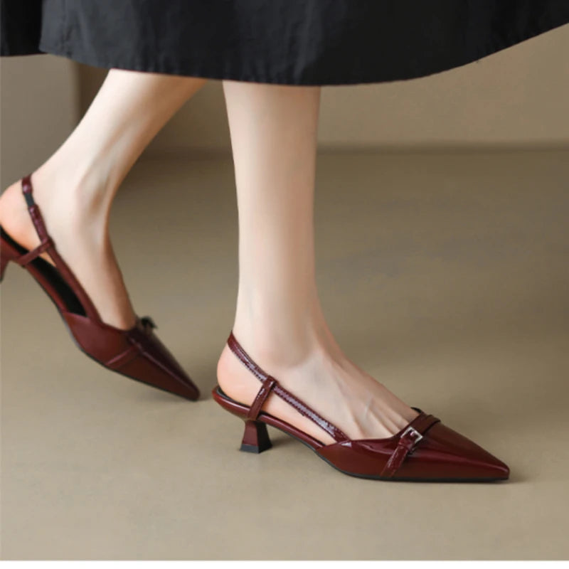 burgundy low heel dress shoes Marquise Rhinestone Block Heel Evening Shoes main image 0