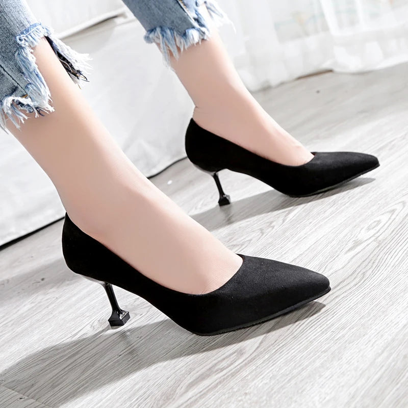 Chic Low-heel Black Pumps For Women Comfort