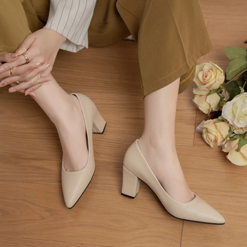 beige dress pumps Moschino - Duck Suede Pumps - Beige main image 0