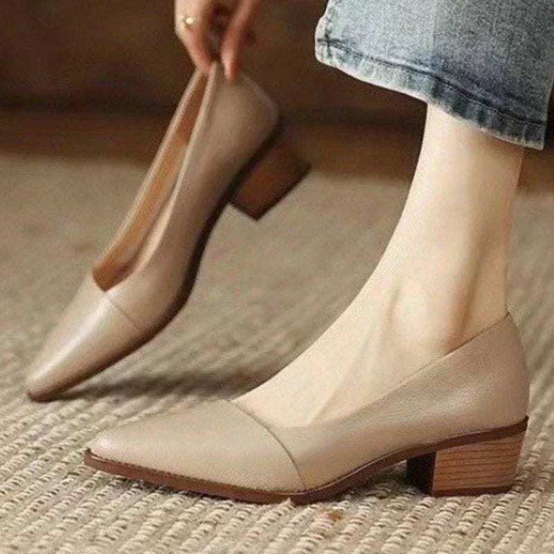 Comfortable Low-heel Leather Slip-on Dress Shoes
