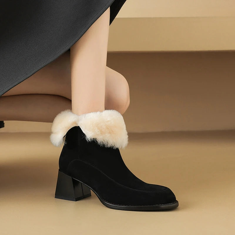 chinese dress ladies Amazon.com | Black Winter Boots For Women With Fur Womens Snow Boots Winter  Warm Booties Fur Lined Anti-Slip Ankle Boots Outdoor Slip On Ankle Booties  Comfortable Warm Shoes main image 1