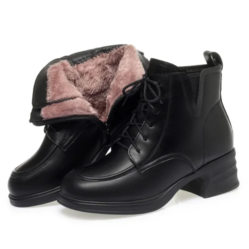 fur lined dress boots womens Ctreela Slip-On Ankle for Women Winter Soft Furry Lug Sole Short Snow Boots Outdoor Insulated Platform Shoes Lining Material Women's Waterproof Winter Ankle Boots