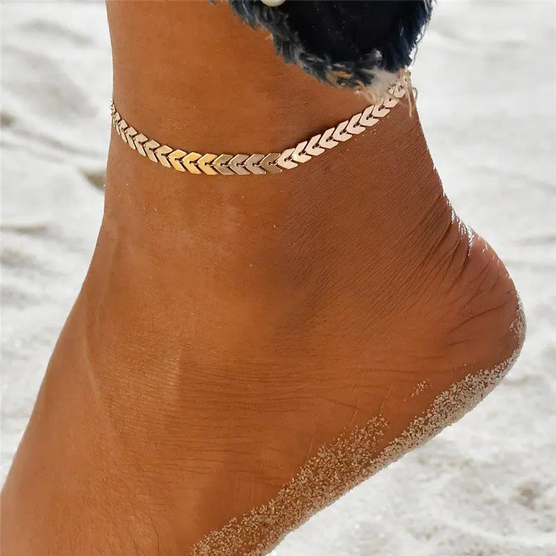 Delicate Gold Plated Chevron Chain Anklet Jewelry on Luulla - Main Image