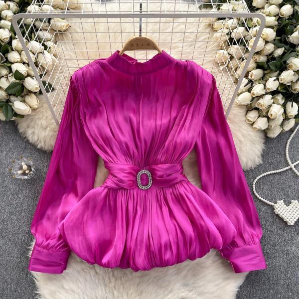 A-Line Satin Floral One Shoulder Long Sleeveless Dress Lavender main image 1