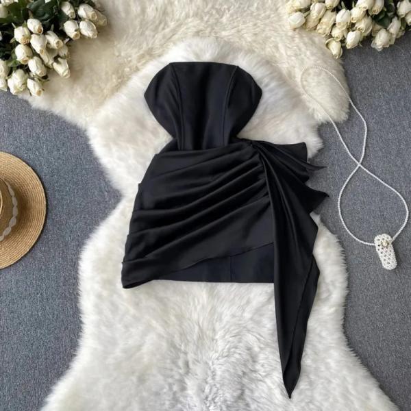 princess polly baby blue dress AE Scoop Neck Knit Ruffle Mini Dress Women's Black Xs