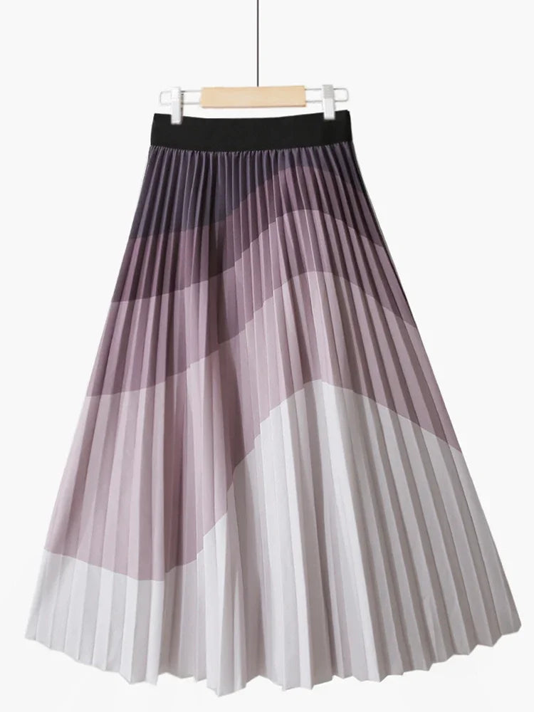 Wdny
 Colorblock Pleated Midi Skirt main image 0