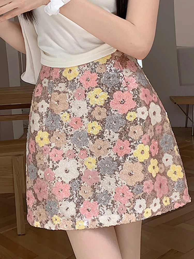 Kati Sequin Floral Mini Dress