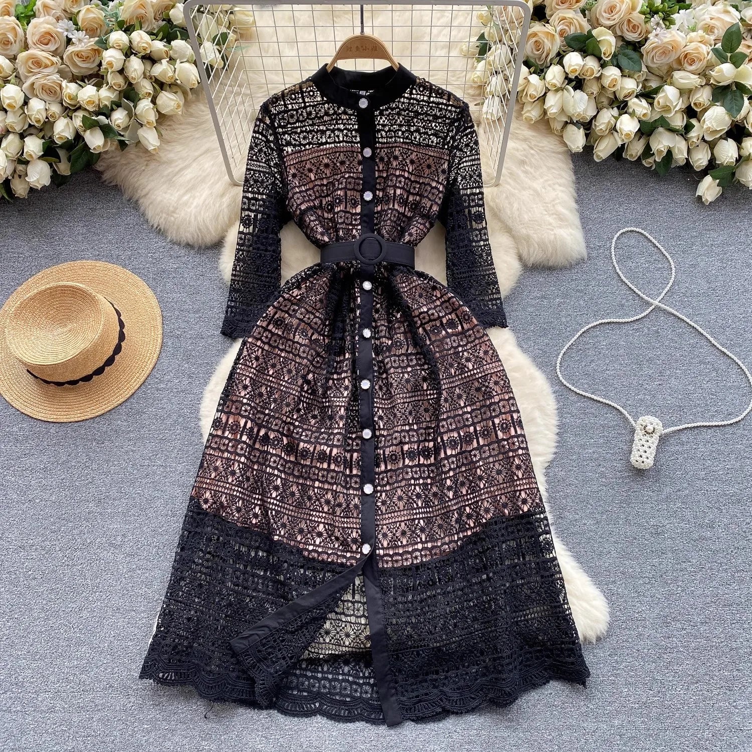 Bohemian Lace-up Ruffles Dress
