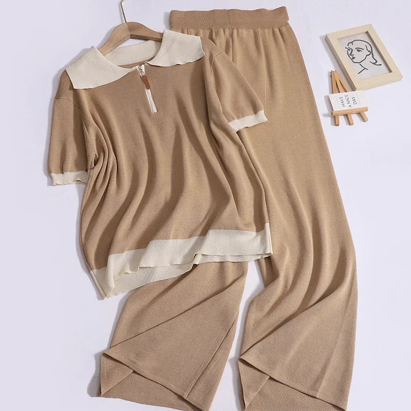Wait & See Ribbed Two Piece Lounge Set (White) main image 1