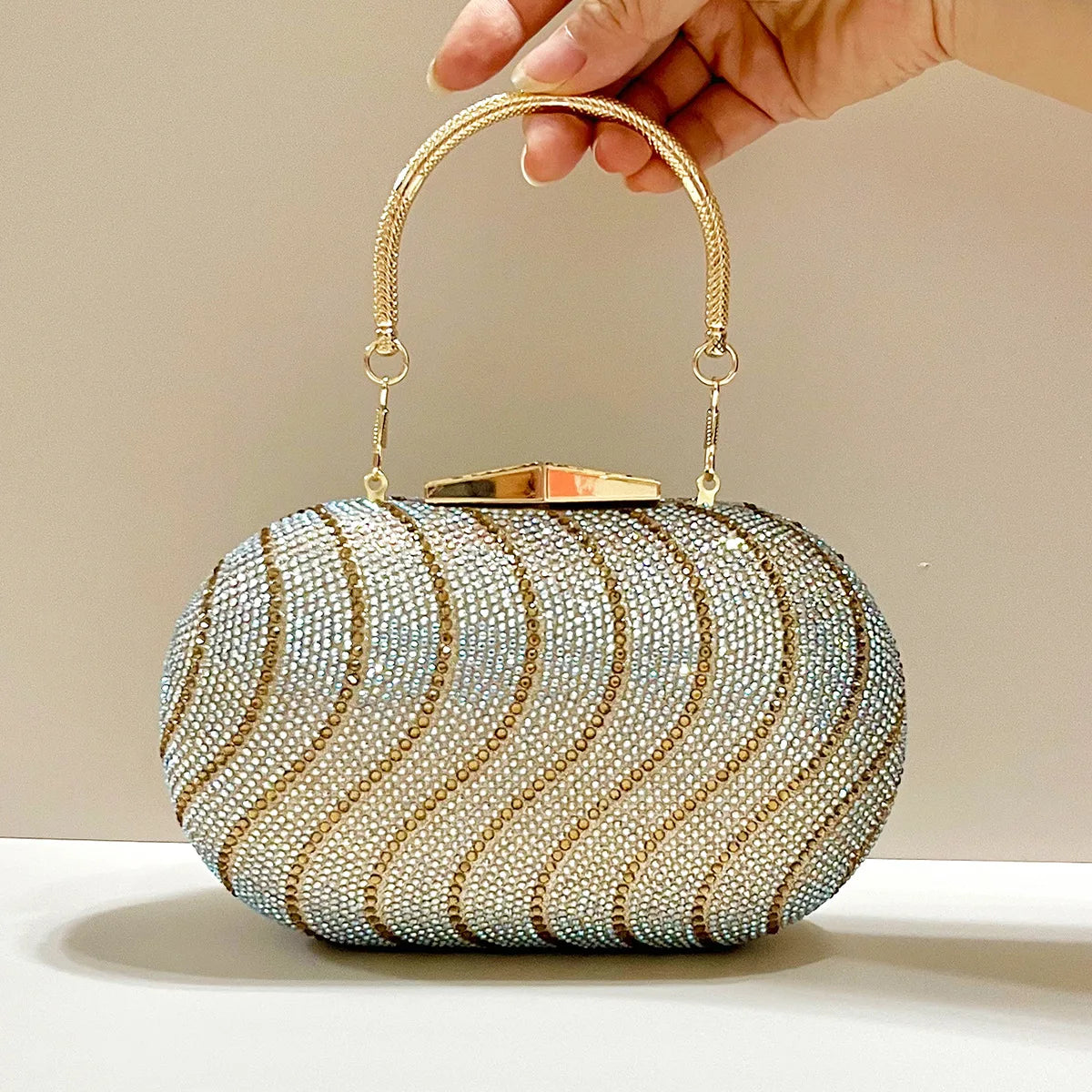 Elegant Gold Silver Rhinestone Clutch Handbag Purse on Luulla