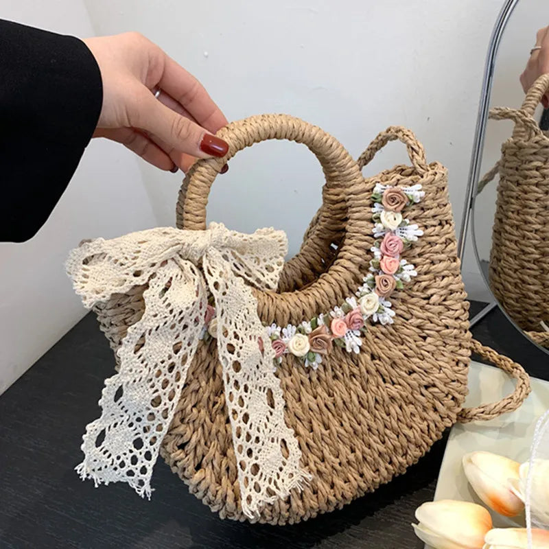 The Jillie Floral Straw Handbag main image 1
