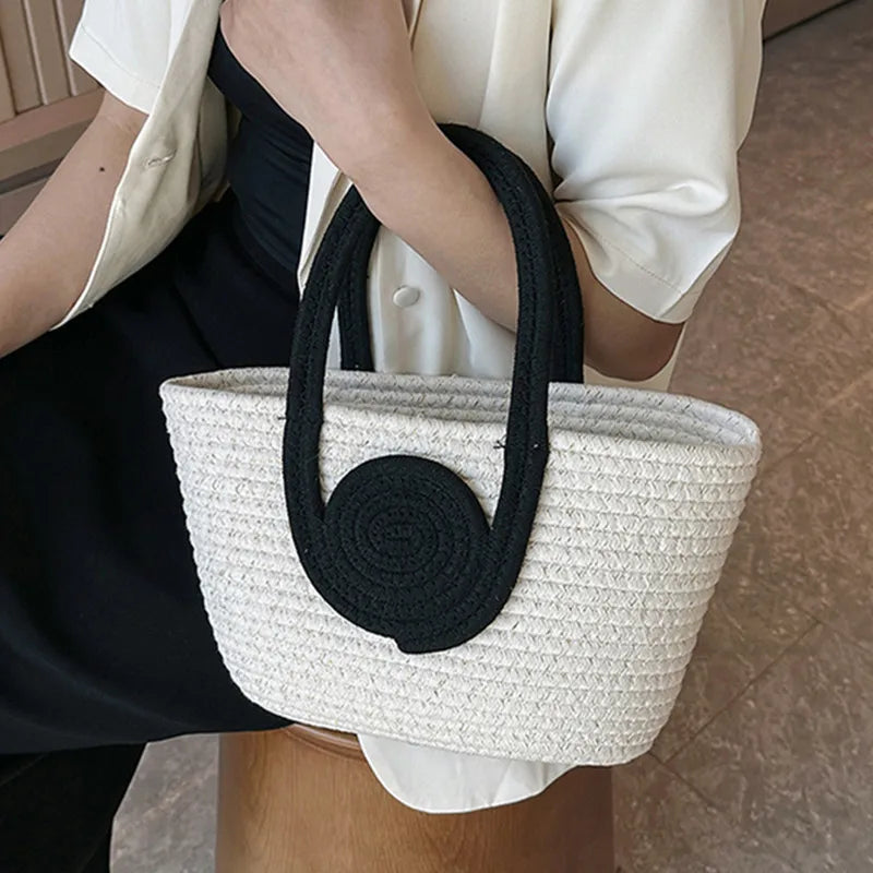 Elegant Handwoven Straw Tote Bag With Handles on Luulla