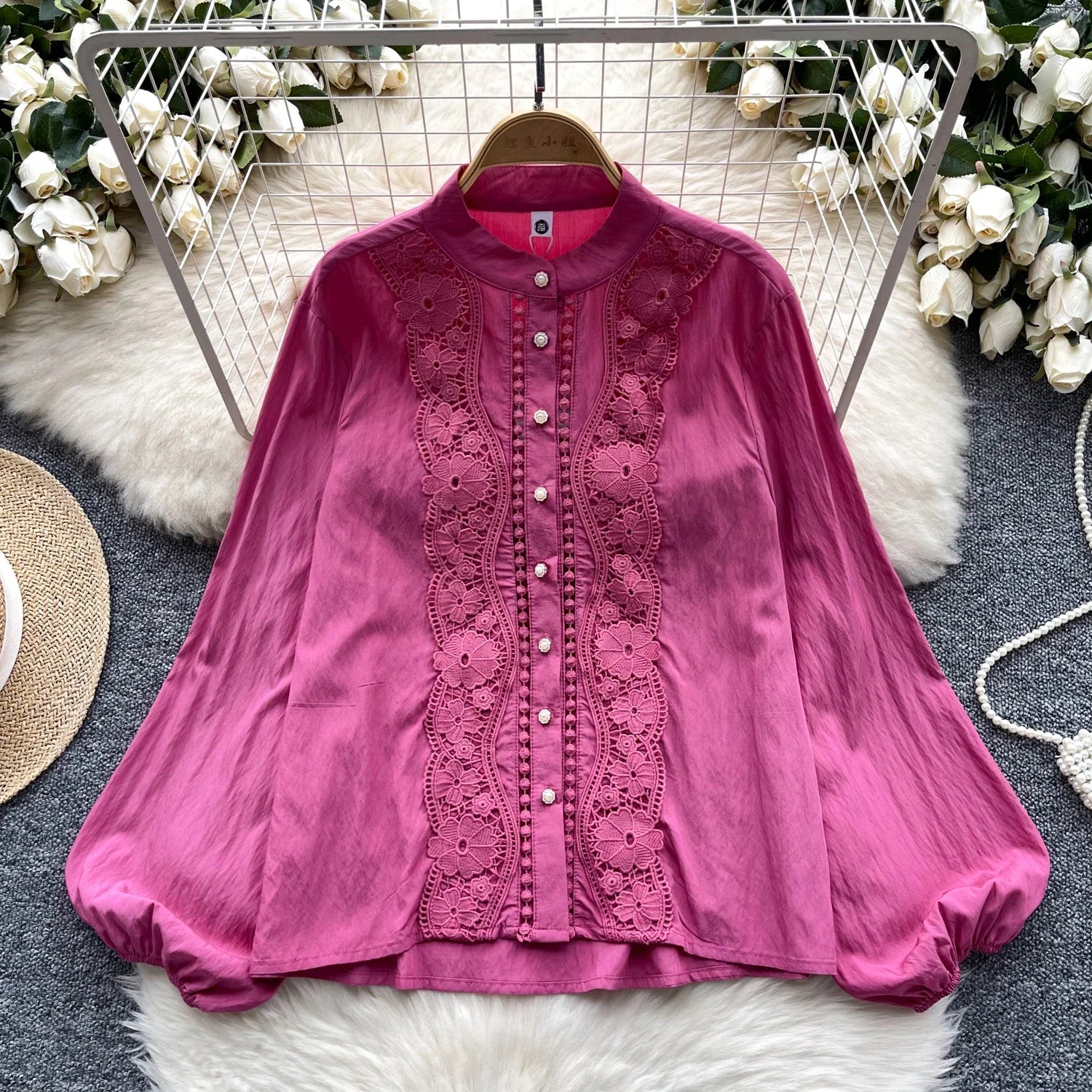 'Black' Satin Button-up Blouse main image 1