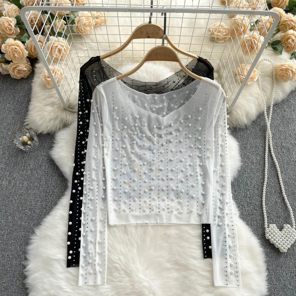 Threaded Pear Emi Striped Sleeve Textured Top