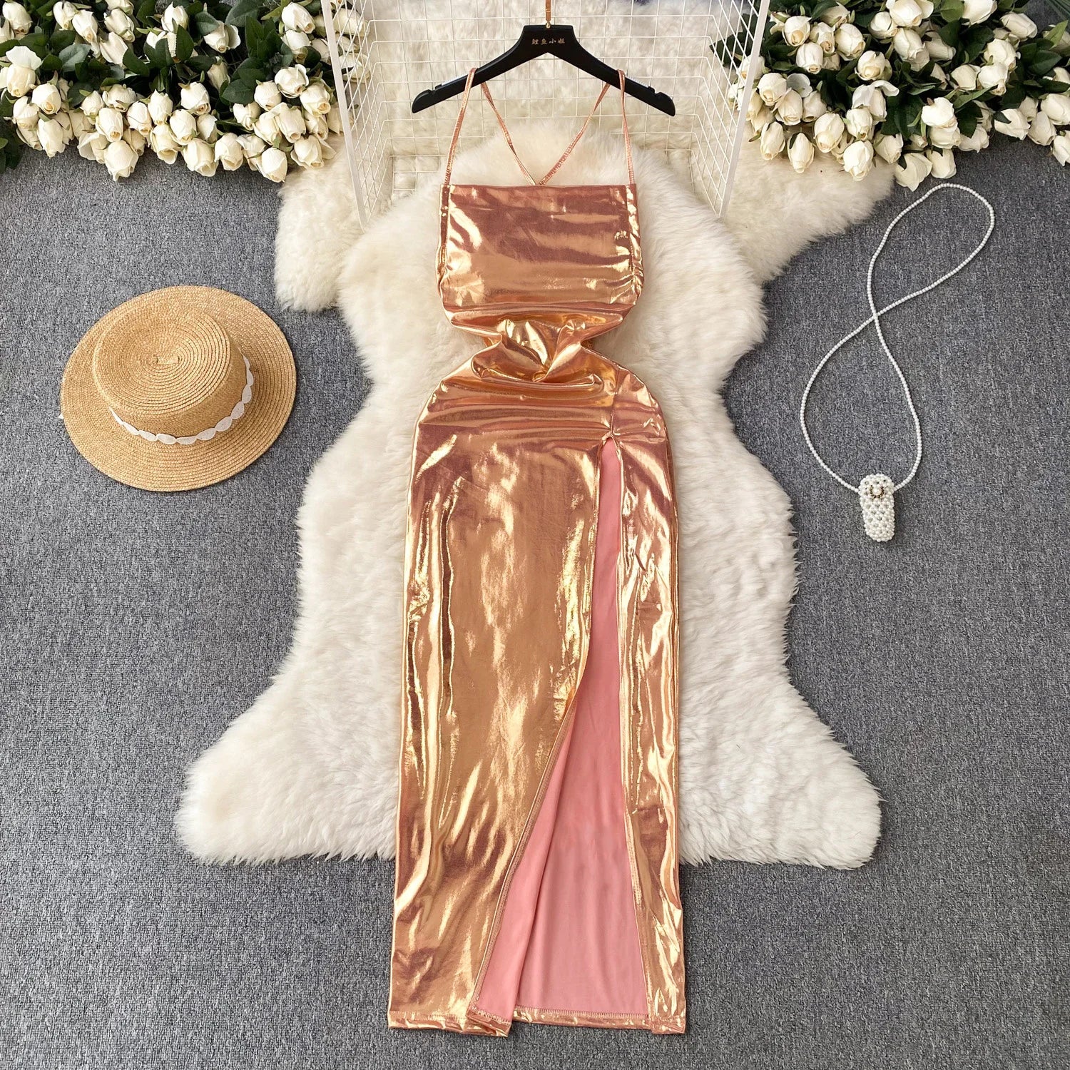 Halter Sequins Lace And Tulle Dresses Rose Gold Plus Size