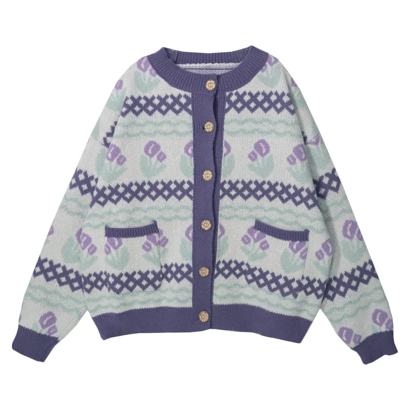 Donnel L S Embroidery Cardigan Knit Pastel Lilac Detail main image 0