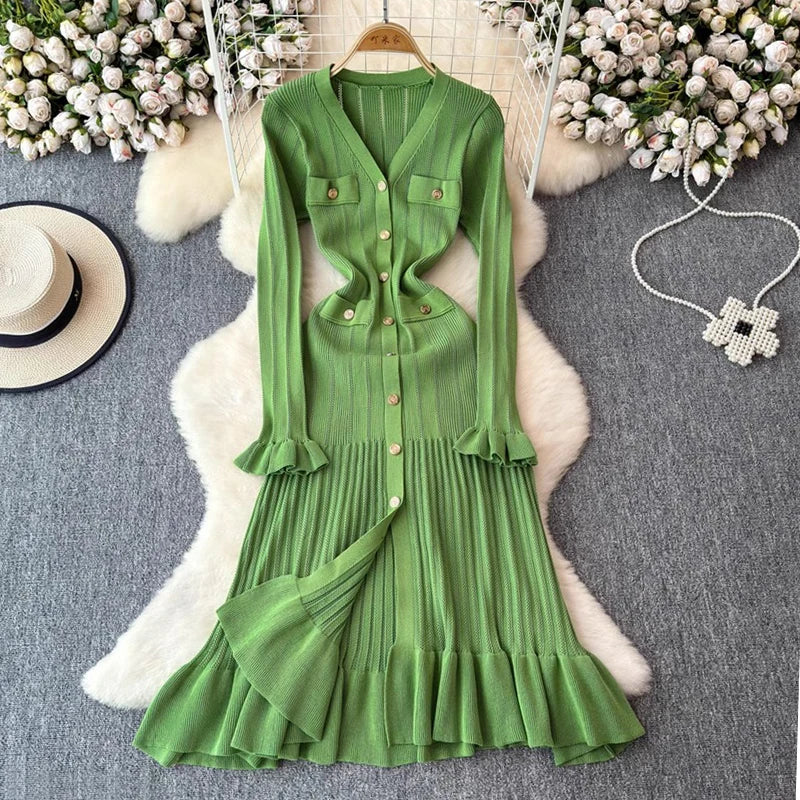 Structure Button Midi Dress Green main image 0