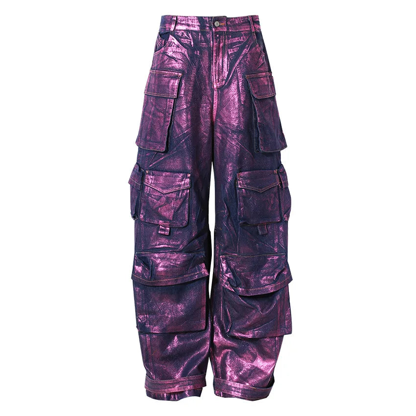 Metallic Black Cargo Pant