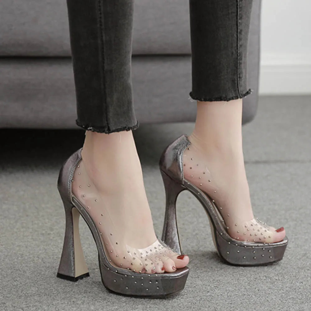 Transparent Rhinestone High Heels