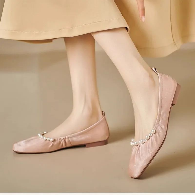 Pearl-adorned Pink Ballet Flats With Comfort on Luulla